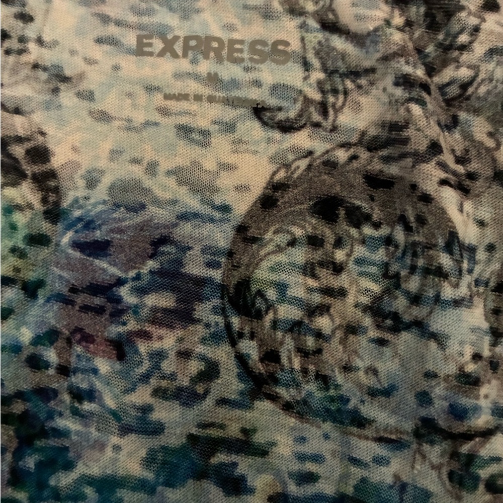 Express Printed Scoop Neck Sheer Tank Top, size M - Picture 4 of 11